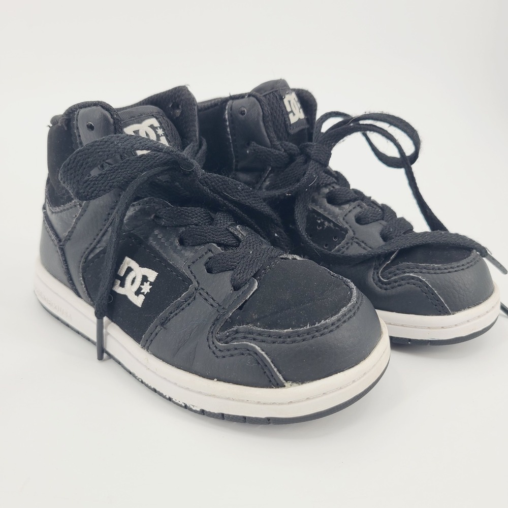 DC Shoes Spark High RS Black Leather Toddler Sneakers High Top Skater Shoes 8C